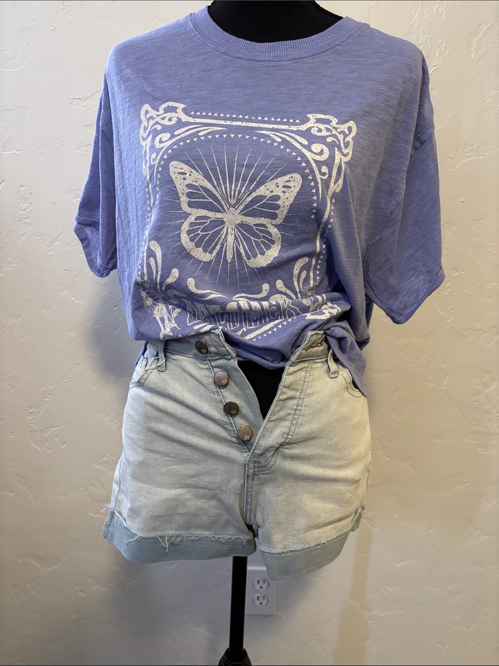 RSQ Button Fly High Rise Jean Short